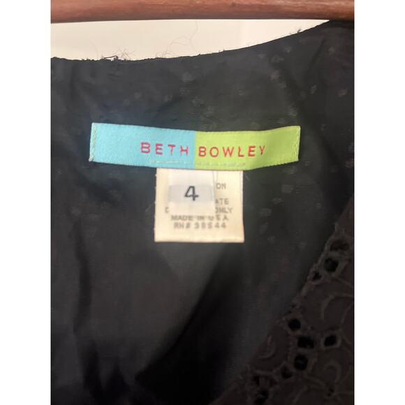 Beth Bowley Black Eyelet Fit and Flare Mini Dress Sz 4 - Picture 3 of 6